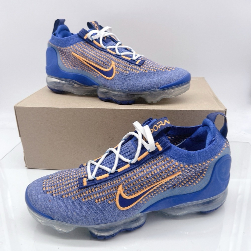 Nike Air VaporMax Flyknit Men's Running Shoes Sneakers Blue Orange Trainers US 9